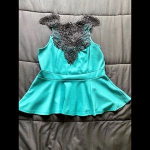 Peplum Blouse with lace detail